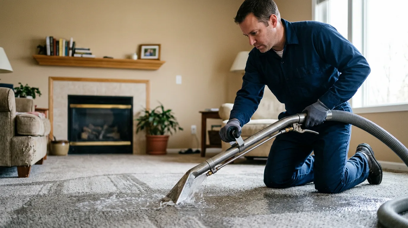 Water damage restoration technician working near Eyota, MN